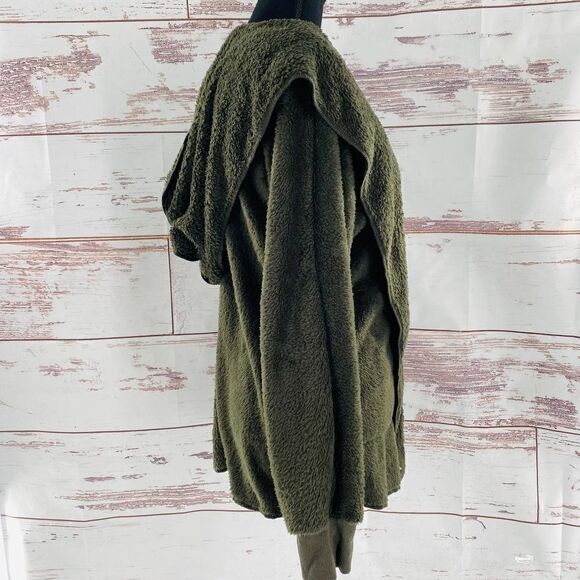 NWT Forgotten Grace by Nordstrom Faux Shearling Hooded Front Cardigan Green M - Picture 4 of 9